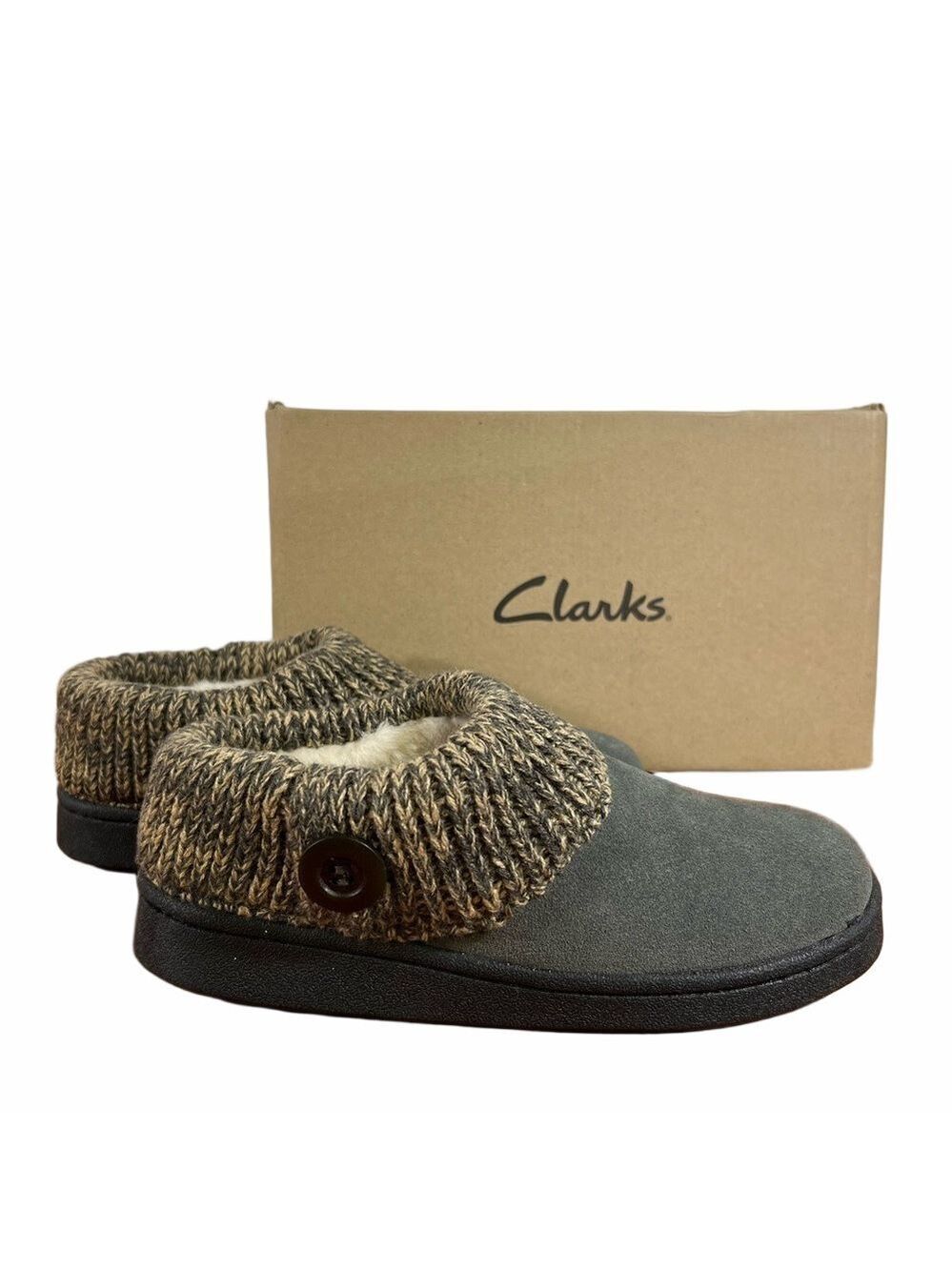 Clarks NEW Women's Willowdean Fern Faux Fur Lined Clog Slipper Size 7